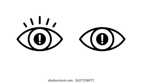 Eye problem, vision pain icon. Sore eyeball sign symbol