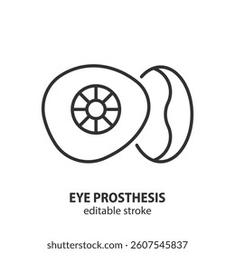 Eye prosthesis line icon. Artificial eye symbol. Vector illustration. Editable stroke.