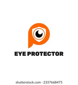 an eye protected with safety  icon in letter p , eye protector app logo template , eye protection logo template 