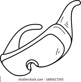 Eye protection glasses. Vector outline icon.