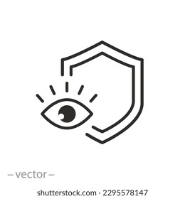 icono de protección ocular, visión sana, protector para la vista, símbolo de línea delgada sobre fondo blanco - ilustración de vector de trazo editable eps10