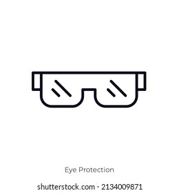 Icono de Protección ocular. Diseño de icono de estilo de esquema aislado en fondo blanco