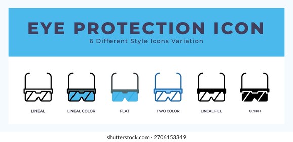 Eye protection icon set with different styles. Vector illustration.