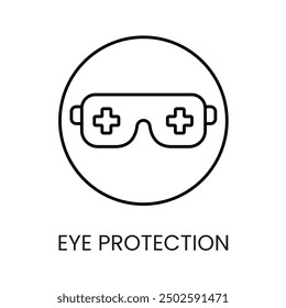 Vector de icono de línea de protección ocular con trazo editable