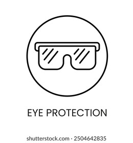 Vector de icono de línea de protección ocular con trazo editable.