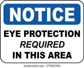 Eye Protection Required Label Vector