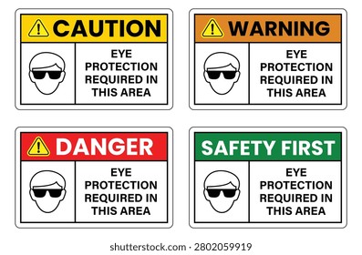 Eye Protection Required in This Area Caution Sign Label Sticker Badge Vector Illustration