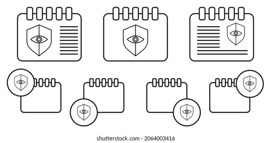 Icono de vector de protección ocular en la ilustración de conjunto de calénder para ui y ux, sitio web o aplicación móvil