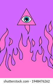 Eye of Providence. All seeing eye inside a triangle. Vector illustration of Masonic symbol.