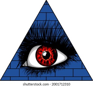 Eye of providence. All seeing eye in the triangle on top of the pyramid masonic symbol.