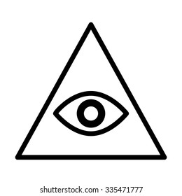 Eye of providence or all-seeing eye of God line art vector icon for apps and websites 