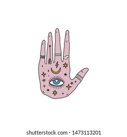 Eye Of Providence Magic Hand Witchcraft Rings Sorceress Vector Clipart Illustration Sticker