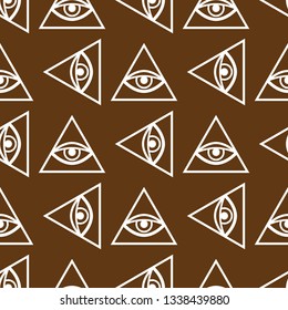 Eye providence magical seamless pattern. Mystical masonry background. Vector illustration.
