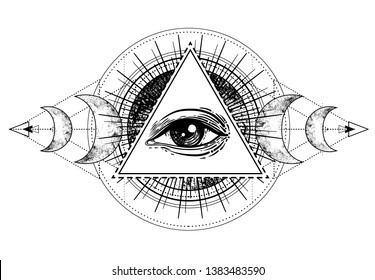 Vector Geometric Alchemy Symbol Eye Sun Stock Vector (Royalty Free ...