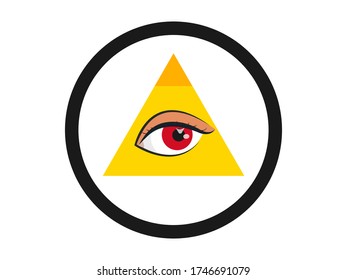 Eye of Providence. Masonic symbol. All seeing eye inside a triangle pyramid. New World Order. Isolated vector illustration. Conspiracy theory. Element for web design. Simple icon.