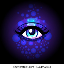 Eye of Providence. Masonic symbol. All seeing eye inside triangle pyramid. New World Order. Sacred geometry, religion, spirituality, occultism. Isolated vector illustration over black.