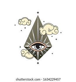 Eye of Providence. 
Mystical drawing. Vector illustration 