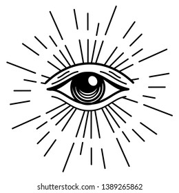 Eye of Providence in outline style on white background