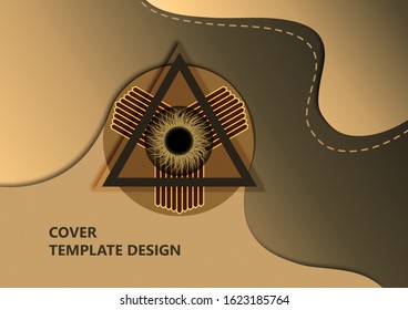 Eye of Providence, pyramid, abstract image on a wavy background. The All-Seeing Eye of God. The symbol of omniscience. Esotericism, mysticism, occultism. Vector illustration.