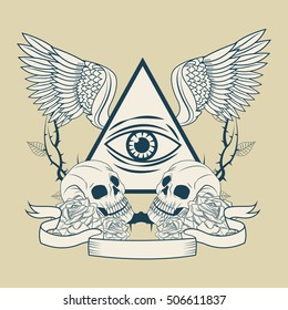 Eye of providence tattoo art design
