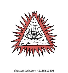 Eye of Providence vintage symbol. Masonic all seeing eye symbolic. Vector clipart illustration. Cool for tattoo, t-shirt, coloring book. Astrology, alchemy, dark boho magic concept.
