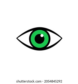 Eye with pupil, black icon. Isolated on white background vector illustration