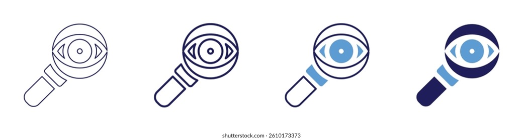 Eye pupil contraction speed icon in 4 different styles. Thin Line, Line, Bold Line, Duotone. Duotone style. Editable stroke.