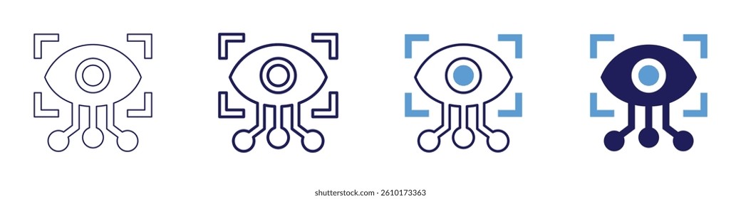 Eye pupil dilation icon in 4 different styles. Thin Line, Line, Bold Line, Duotone. Duotone style. Editable stroke.