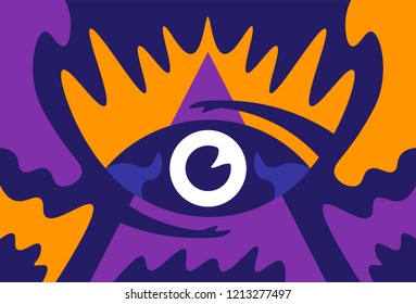 Eye pyramid flat illustration