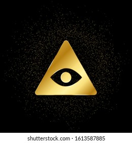 eye, pyramid gold icon. Vector illustration of golden particle background.