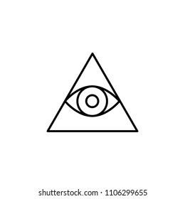 eye in the pyramid outline icon. Element of religion sign for mobile concept and web apps. Thin line eye in the pyramid outline icon can be used for web and mobile on white background