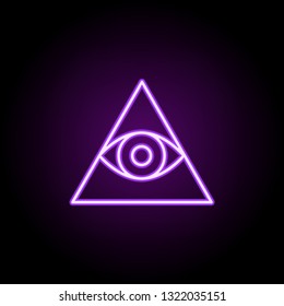 eye in the pyramid outline icon. Elements of religion in neon style icons. Simple icon for websites, web design, mobile app, info graphics