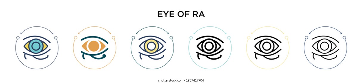 Eye of ra icon in filled, thin line, outline and stroke style. Vector illustration of two colored and black eye of ra vector icons designs can be used for mobile, ui, web