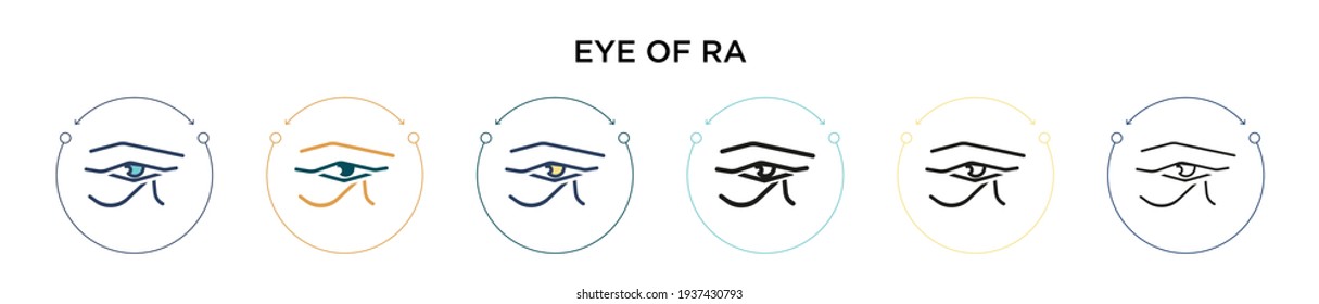 Eye of ra icon in filled, thin line, outline and stroke style. Vector illustration of two colored and black eye of ra vector icons designs can be used for mobile, ui, web