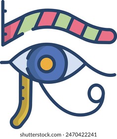 Eye of Ra linear color vector illustration