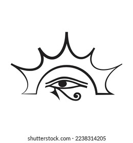 Eye of Ra, vector. Eye of Horus and a half sun design. Ancient Egypt