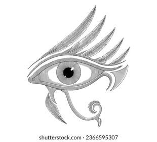 Eye of ra, Vintage engraving drawing style illustration
