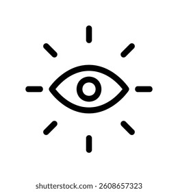 Eye with radiating lines representing awareness, vision, or being watched