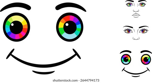 Eye with Rainbow Colors in Smiling Expression for LGBTQ Celebration