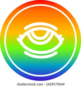 eye with rainbow gradient finish circular icon with rainbow gradient finish