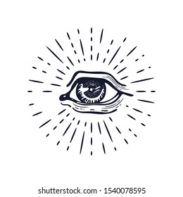 Eye Rays Allseeing Eye Tattoo Sketch Stock Vector (Royalty Free) 1540078595