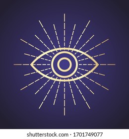 eye with rays golden logo design