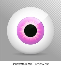 Eye. Realistic 3d eyeball vector illustration. Real human iris,pupil and eye sphere. Icon on transparent background. Isolated macro color eyeball. Character eyes design. Circle anatomy close up