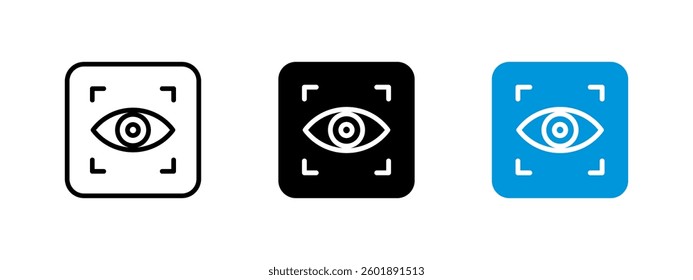 Eye recognition icon. Biometric security vector illustration. Surveillance and access control symbol for digital identification, safety verification and privacy protection.