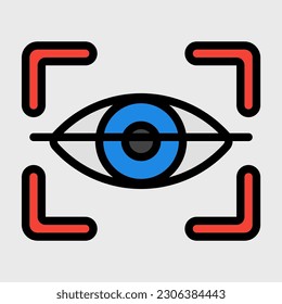 Eye recognition icon in filled line style, use for website mobile app presentation