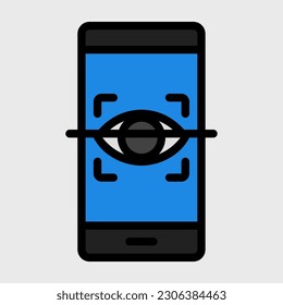 Icono de reconocimiento ocular en estilo de línea rellena, uso para presentación de aplicaciones móviles del sitio web