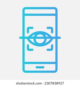 Icono de reconocimiento ocular en estilo de degradado, uso para presentación de aplicaciones móviles del sitio web