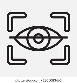 Icono de reconocimiento ocular en estilo de línea, uso para presentación de aplicaciones móviles del sitio web