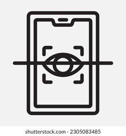 Icono de reconocimiento ocular en estilo de línea, uso para presentación de aplicaciones móviles del sitio web