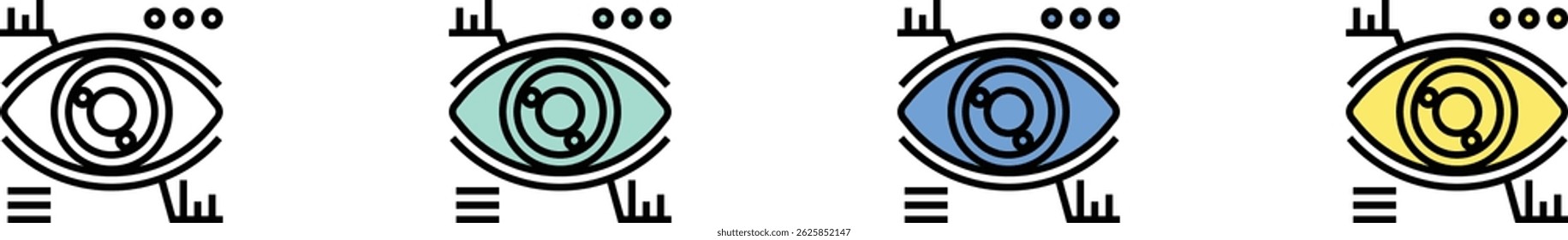 eye recognition icon. Outline, Green, Blue and Yellow Style Design Isolated On White Background